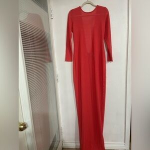 Aqua by aqua long mesh Chance maxi dress beach size 10 long peach backless